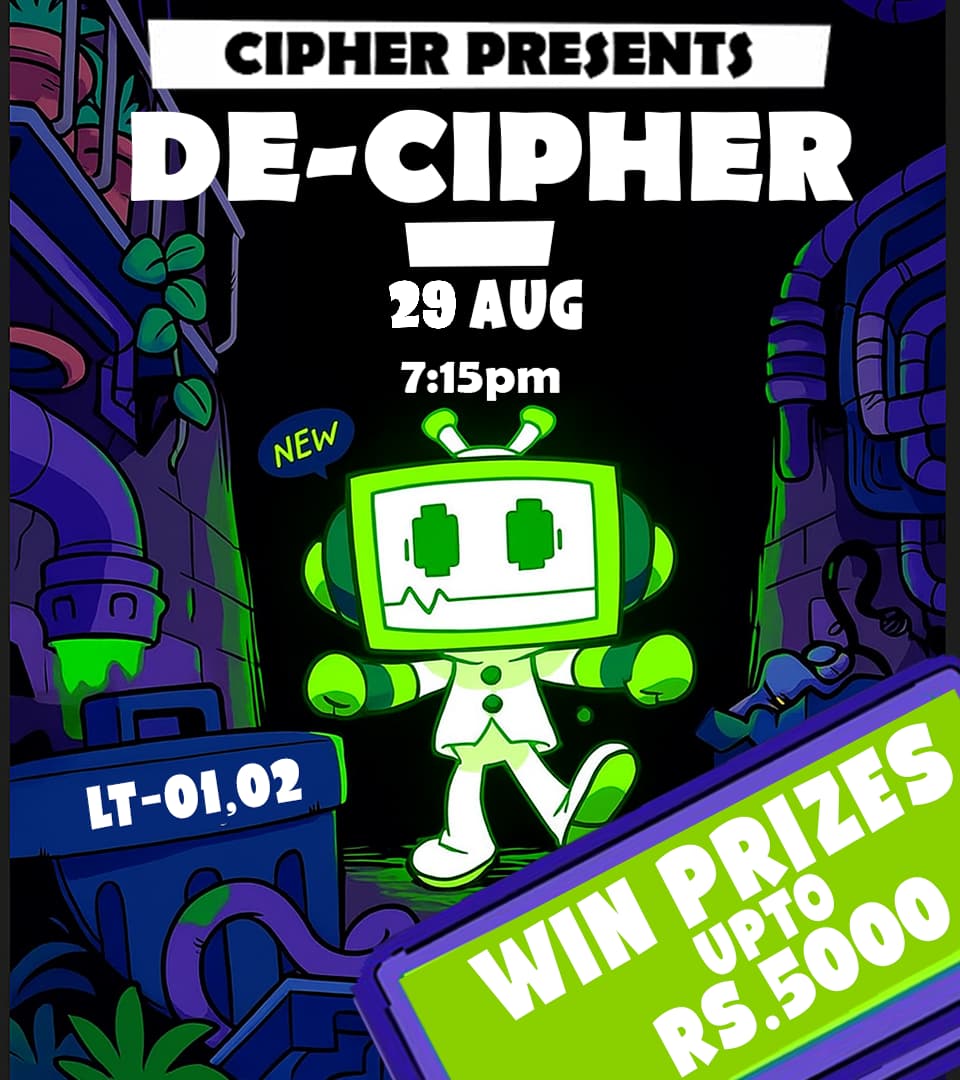 cipher_lnmiit's tweet image. 🤖DECIPHER 2025 is LIVE! 🚀

Hack💻 Decode.🔐 Conquer🏆

Fastest hacker wins BIG 💰

📅 Date: August 29,2025
⏳Time: 7:15 PM to 8:45 PM
🌐Venue: LT1 &amp;amp; LT2

👉 Join now: forms.gle/n917Uk5LrxbNw7…