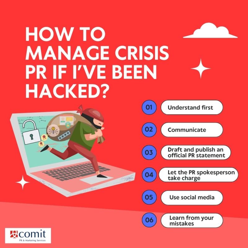 ComitComm's tweet image. What should you do if you&apos;ve been hacked?💻 

Check out the infographic below which details all the steps you should take from a PR perspective if you&apos;ve been hacked. 💡 

Follow the link below to read more: 👇 

lnkd.in/eZ3Nmgvu