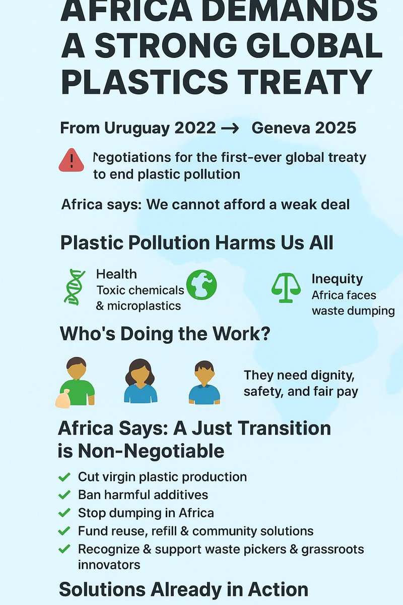 YVE Kenya in collaboration with Communities Against Plastics Nigeria call for a strong #PlasticsTreaty 

Africa says NO to a weak deal,cut virgin plastic, stop dumping and support grassroots solutions.

#AfricaSpeaks #RefillNotLandfill #WastePickersFirst