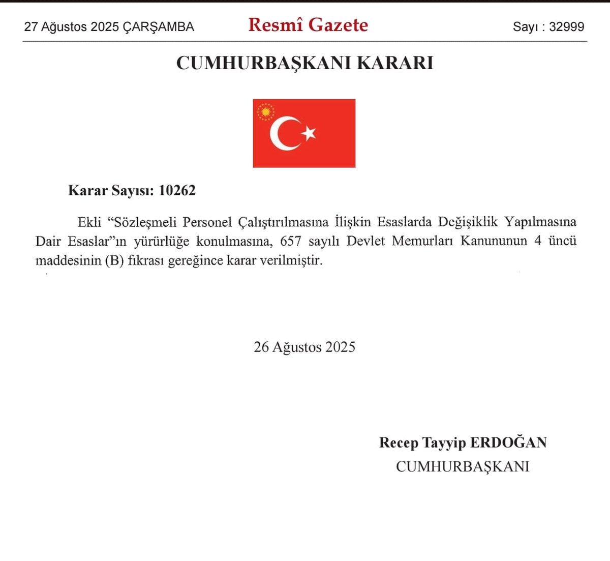 Sayın Bakanımız Mahinur Özdemir Göktaş Hanımefendi’ye,

ASDEP personelinin uzun yıllardır çözüm bekleyen statü sorununa yönelik, 26 Ağustos 2025 tarihli ve 10262 sayılı Cumhurbaşkanlığı Kararı’nın 27 Ağustos 2025 tarihinde yayımlanması vesilesiyle, en içten minnet, saygı ve