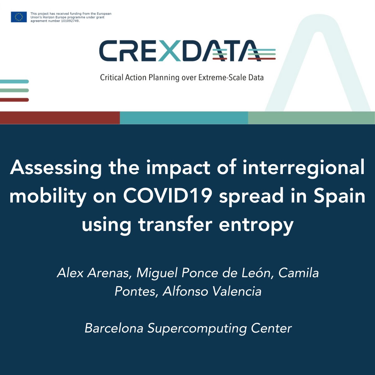 📢 New Publication Alert!

The study uses an advanced method called Transfer Entropy on massive  phone mobility datasets to map the influence of travel on COVID-19  spread across Spain  

Find the full open-access paper here: crexdata.eu/publication/...