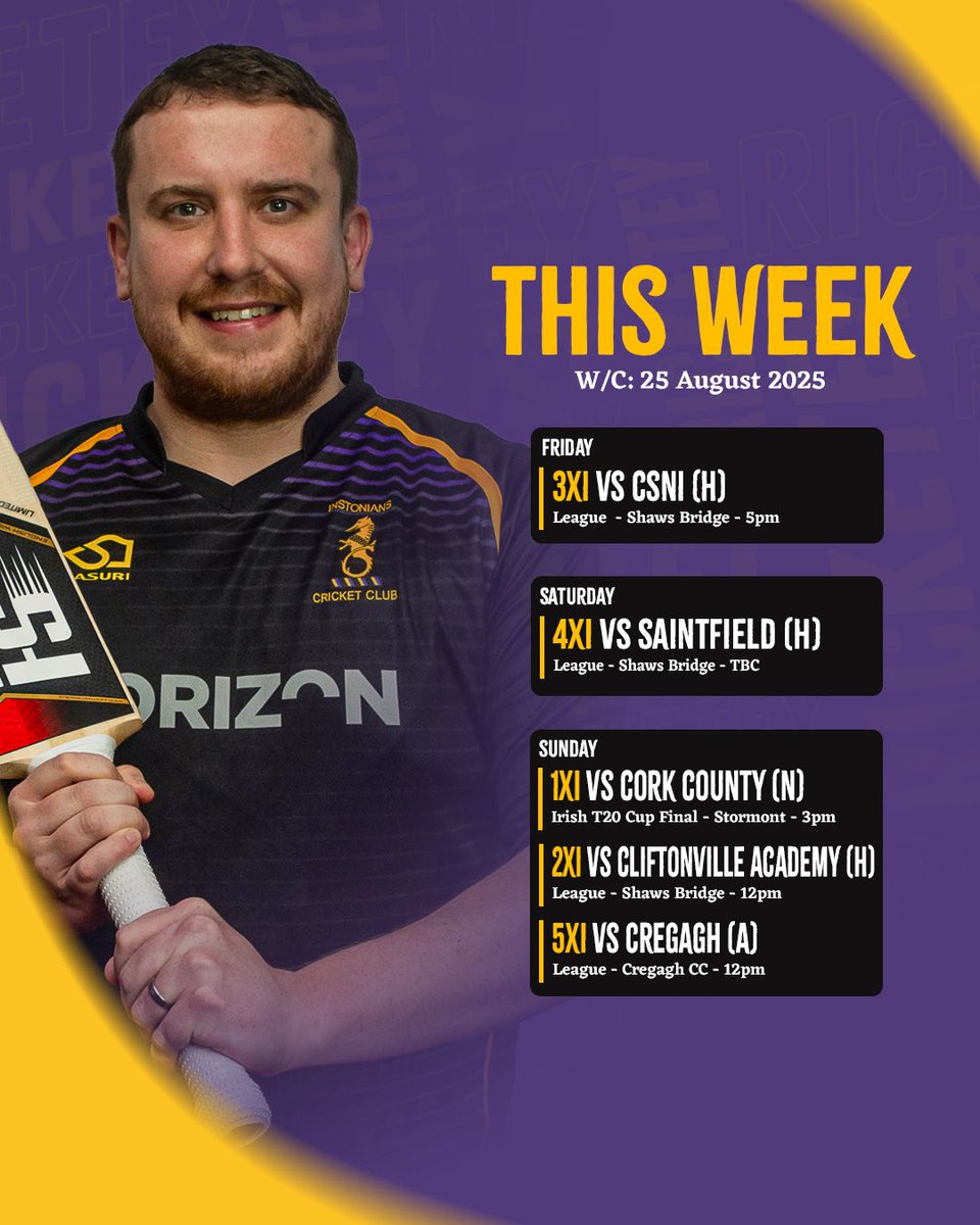 All Ireland T20 Cup Final for the 1XI on Sunday is the headline game in a weekend involving all senior men teams!

All Support Welcome!