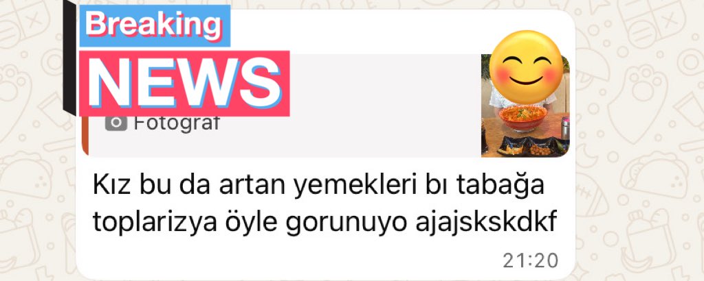 Arkadaşımın yediğim uzak doğu yemeği ile ilgili wp grubunda yaptığı yorum jsjdjkgkg