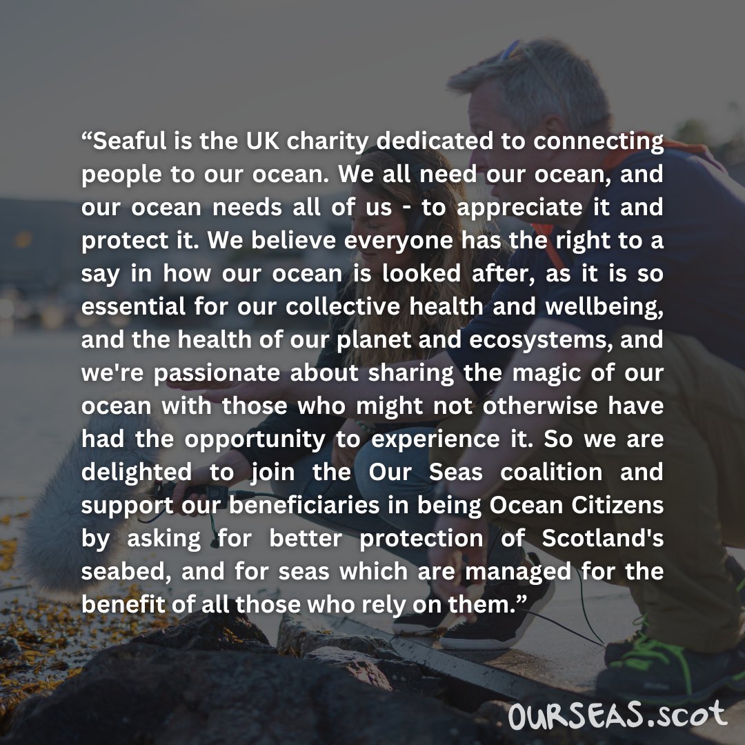 ourseas_scot's tweet image. We’re delighted to welcome Seaful, a UK charity dedicated to connecting people to our ocean, to the Our Seas coalition, helping us to call for better protection of Scotland’s seabed. 

Welcome, Seaful!