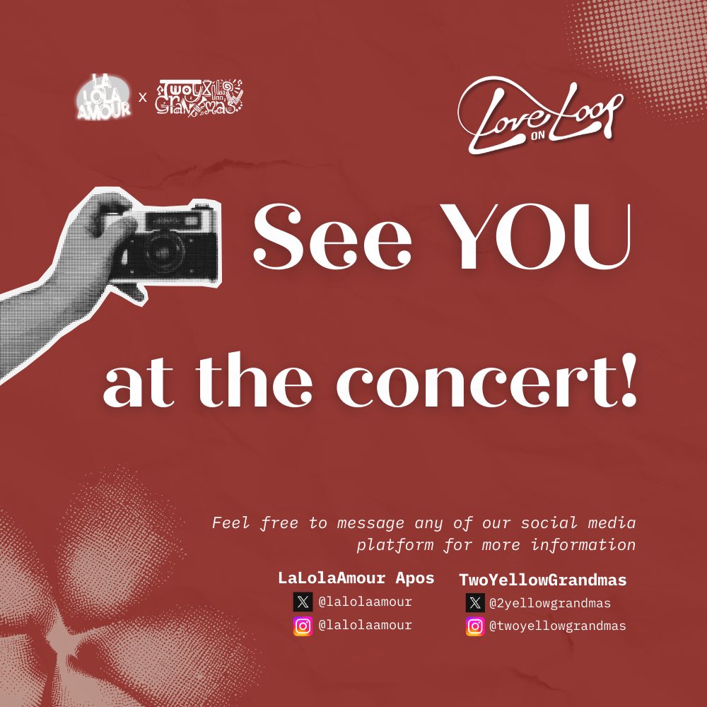 Want to be in the loop but a bit tight on budget? 🤔 Worry no more APOs because we got YOU! 🤯

Love On Loop The Album Concert Ticket Installment available now‼️‼️

🔗: bit.ly/LOLALOLCON

Kindly check out this post. Feel free to message us 🤗❤️🔁

#LolaAmour