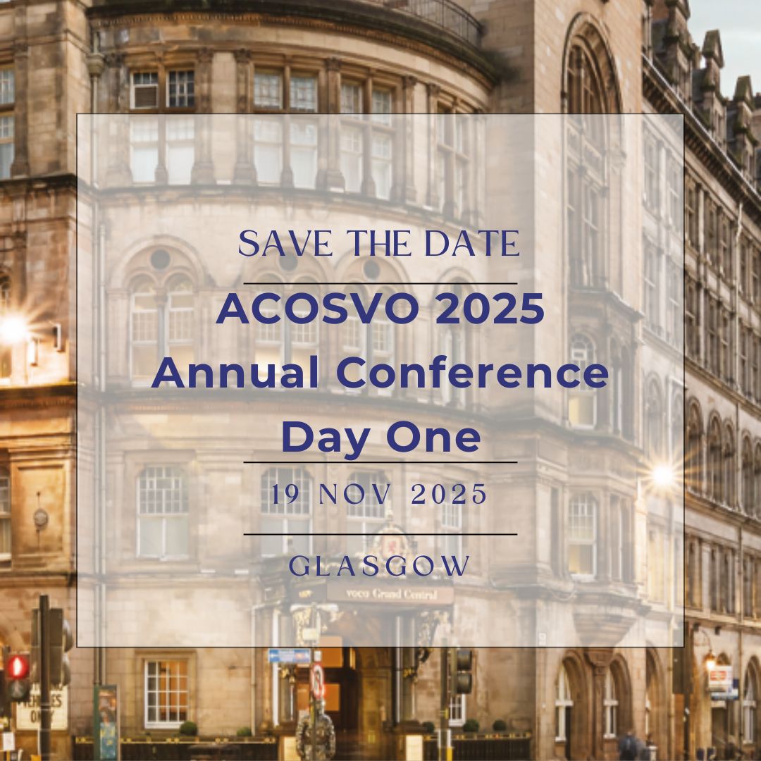 ACOSVO's tweet image. 📢 What could be better than a one day conference... a TWO day conference! This year ACOSVO&apos;s Annual Conference will run across two days; the 19th of November and the 25th of November. Day 1 will take place at the VOCO Glasgow Hotel and Day 2 will be online. Save the dates!