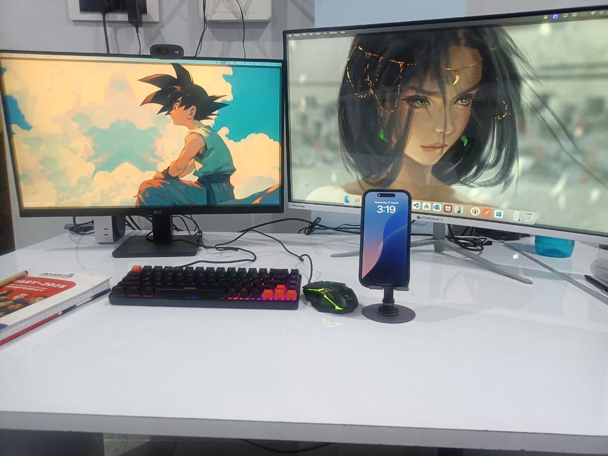 techchauhan_'s tweet image. Work hard, code harder. ✨ Dual screens, endless possibilities. 🚀 #Workspace #CodingLife