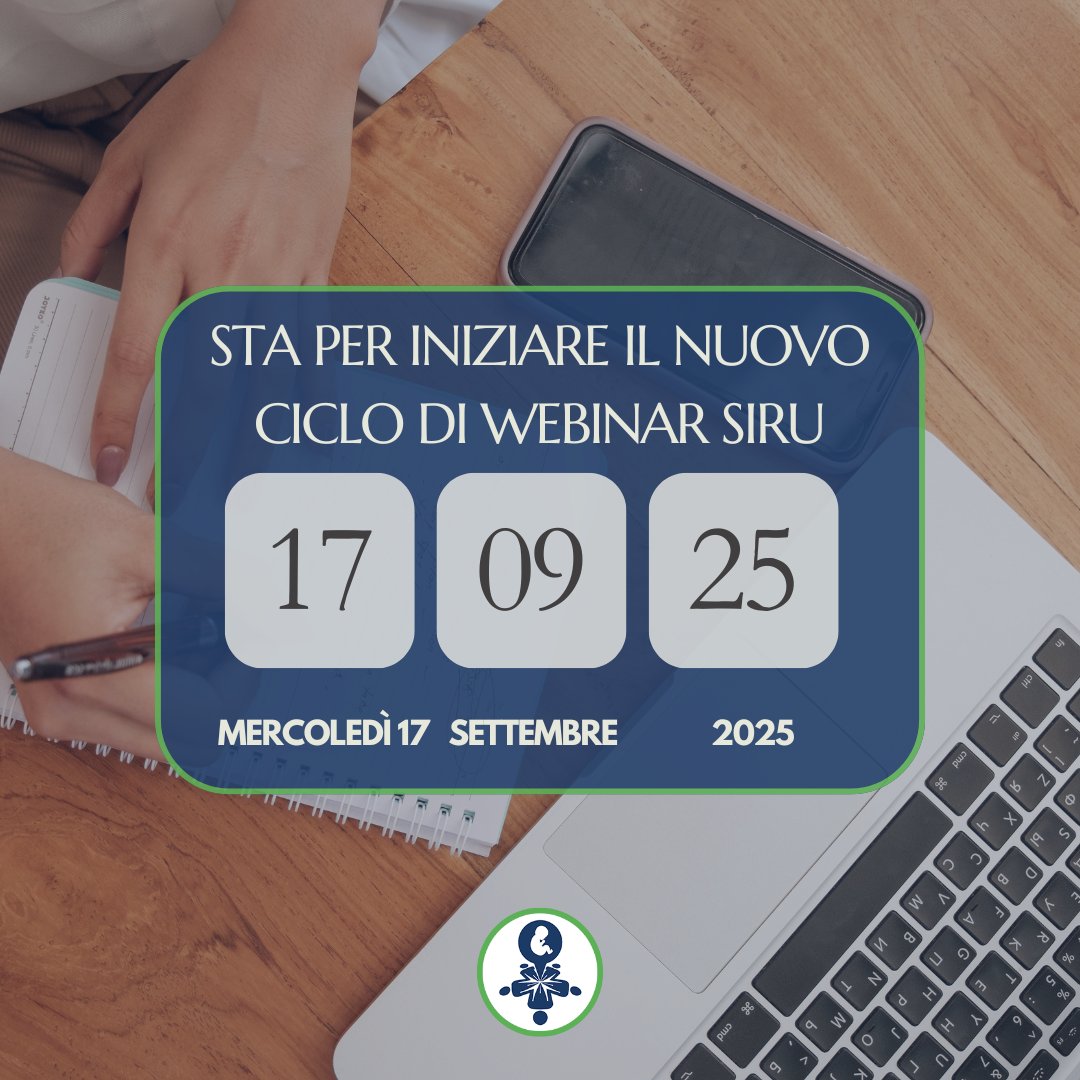📅Salva la data!
📌Il 17 settembre ripartono i webinar della SIRU: nuovi, imperdibili appuntamenti per restare aggiornato e confrontarti con i professionisti del settore.
👉Seguici sui nostri canali social e sul sito siru.it per non perdere le prossime attività.