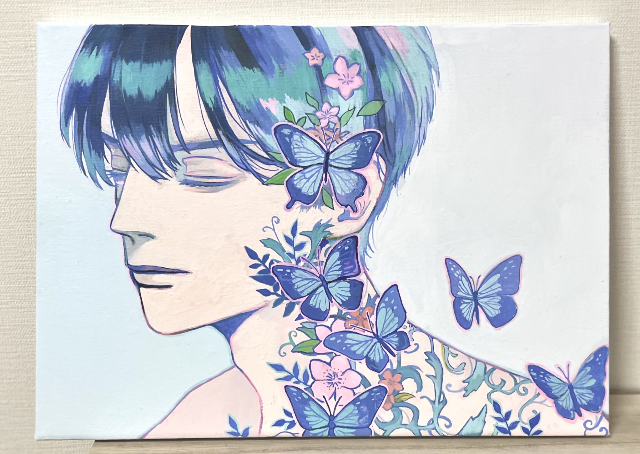 輝くミモザの木 アクリル画 F4 キャンバス 輝くミモザの木 F4