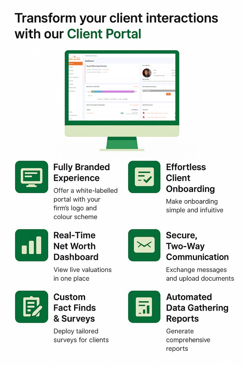 In today’s fast-paced advice environment, efficient communication and streamlined onboarding aren’t just nice-to-haves, they’re essential. That’s why we’ve built a secure, fully branded #ClientPortal designed to help advisers save time and deepen client relationships.

Here’s how