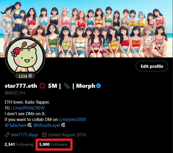 star777.eth (✸,✸) (@koo_yh) on Twitter photo 평생 단 한번만 사용할 수 있다는 치트 야핑권!
팔로워가 5K 를 달성했습니다!
때마침 <a href="/0G_labs/">0G Labs (Ø,G) - AI L1</a> 야핑의 시기에 !!!
사실 어떻게 보면 이게 전부 <a href="/KaitoAI/">Kaito AI 🌊</a> 덕분이었던 것 같네요.
가입 : 2010년 8월...
약 14년동안 팔로워 1천명정도였는데
KAITO 야핑을 시작하고 급속도로 늘어났습니다.
이런 평생 단 한번만 사용할 수 있다는 치트 야핑권!
팔로워가 5K 를 달성했습니다!
때마침 <a href="/0G_labs/">0G Labs (Ø,G) - AI L1</a> 야핑의 시기에 !!!
사실 어떻게 보면 이게 전부 <a href="/KaitoAI/">Kaito AI 🌊</a> 덕분이었던 것 같네요.
가입 : 2010년 8월...
약 14년동안 팔로워 1천명정도였는데
KAITO 야핑을 시작하고 급속도로 늘어났습니다.
이런