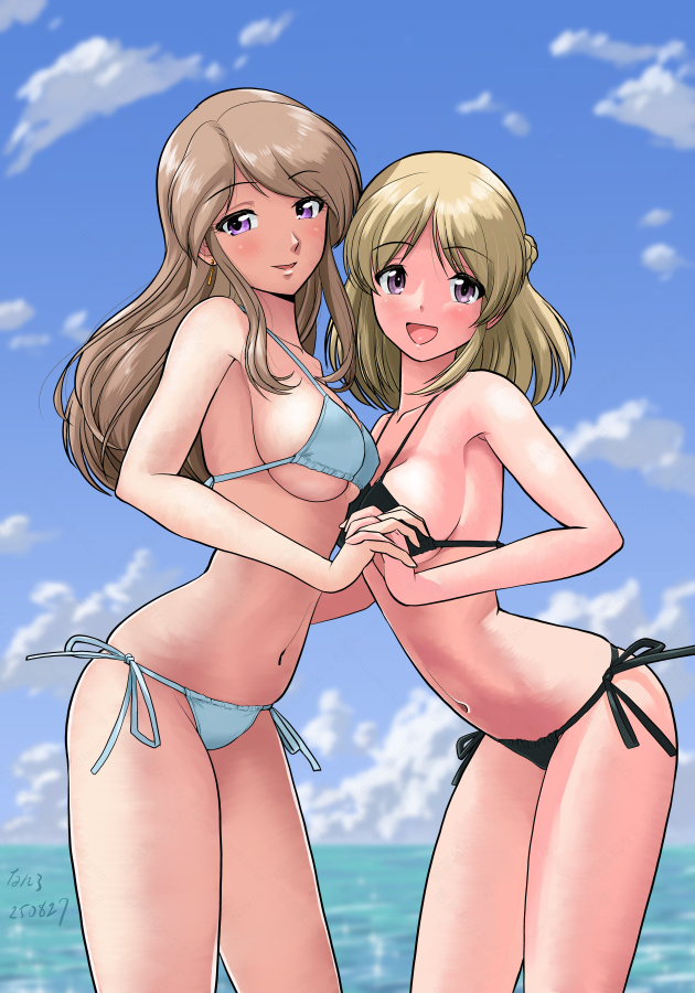 隣の美人母娘と海水浴に来ました。 