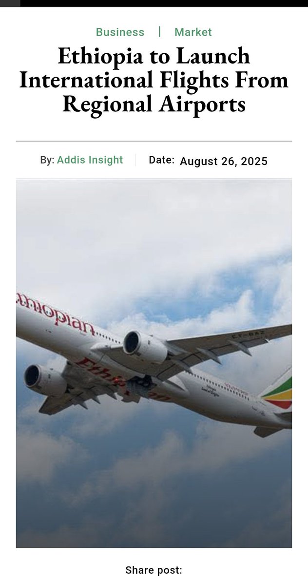 Addisu_N_1's tweet photo. #Ethiopia to Launch International Flights From Regional Airports.
#Ethiopia is unlocking a new era in aviation!
Regional airports like #Bahir Dar, #Mekelle & #Dire Dawa will soon host direct international flights,ending the Addis only route system.
This bold step will
✅ Ease travel & boost tourism
✅ Strengthen export trade & investment
✅ Support Hajj, Lalibela & Timket and pilgrimages inlarge
A shift from centralization to regional integration,opening #Ethiopia to the world.
#Ethiopia #Aviation #Tourism #Trade #Investment #Connectivity #FlyEthiopian
@flyethiopian