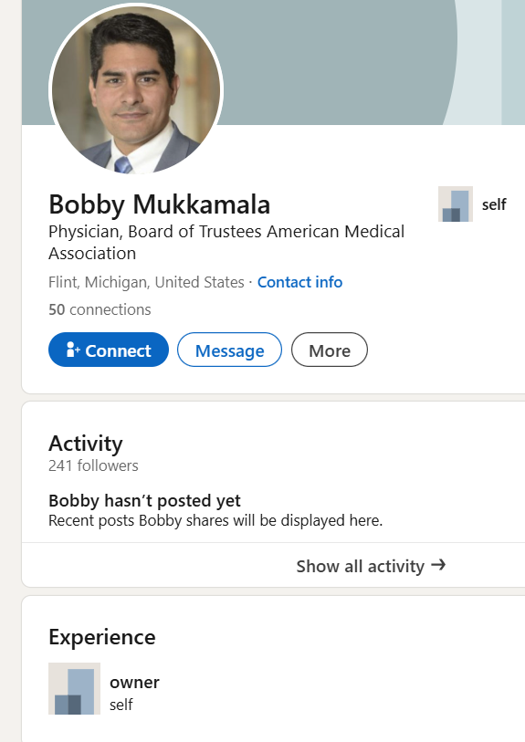 Dr Haim, the microdick panderer Bobby has an interesting "selfish" LinkedIn profile.
👇