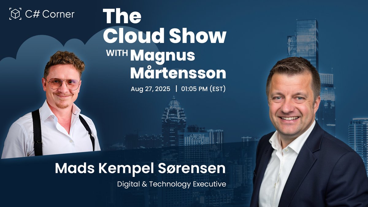CsharpCorner's tweet image. Today’s the day! “The Cloud Show with Magnus Mårtensson” goes live with @noopman &amp;amp; @madssoerensen.

💡 Fresh insights, trends &amp;amp; stories in cloud tech await!
🕐 01:05 PM EST | 10:35 PM IST
📺 Watch here: csharp.tv

#TheCloudShow #Cloud #CSharpTV #liveshow #CloudShow…