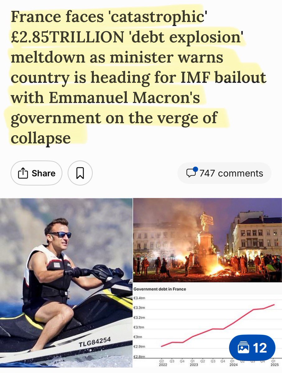 🔥 Oh look … France and the whole of the West is about to economically blow up.

The UN diktats of Agenda 30, with its socialist ideologies of global migration, net zero, equality &amp; war has fucked societies, cultures and nations.

Can we just admit it now please *yawn*