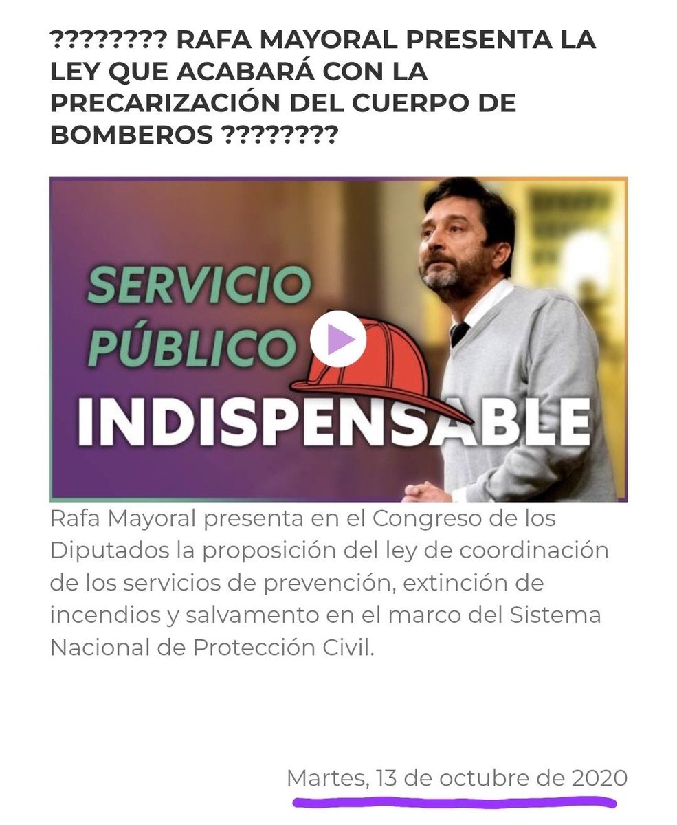 M 🔻🇵🇸 (@marcelbl21) on Twitter photo A mí me gustaría saber el motivo por el cual el PSOE lleva 8 años bloqueando la Ley de Bomberos y también por que cuando Podemos la llevó al Congreso en 2020 votó para tumbarla.
Lo de siempre: para el PSOE nunca es hora de hacer nada de izquierdas.
Gracias <a href="/MayoralRafa/">Rafa Mayoral</a> A mí me gustaría saber el motivo por el cual el PSOE lleva 8 años bloqueando la Ley de Bomberos y también por que cuando Podemos la llevó al Congreso en 2020 votó para tumbarla.
Lo de siempre: para el PSOE nunca es hora de hacer nada de izquierdas.
Gracias <a href="/MayoralRafa/">Rafa Mayoral</a>