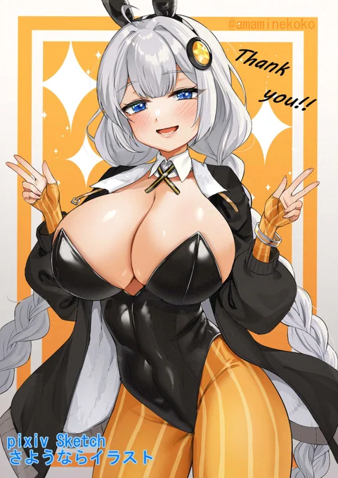 最後に配信で白紙から描いてたバニーあかりちゃん! やはり手癖で描いた分胸が普段より小さい…