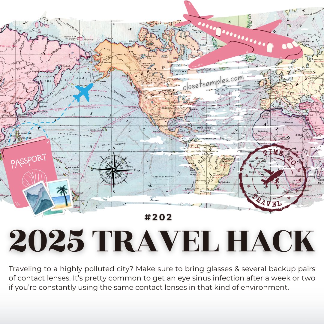 Traveling to a highly polluted city? Make sure to bring glasses &amp; several backup pairs of contact lenses. It’s pretty common to get an eye sinus infection after a week or two if you’re constantly using the same contact lenses in that kind of environment.