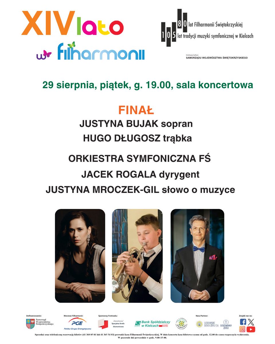 f_swietokrzyska's tweet photo. W piątek koncert finałowy wieńczący tegoroczny cykl letnich spotkań z muzyką.☀️
W programie najpiękniejsze arie operowe, kilka orkiestrowych perełek , czyli eleganckie zakończenie lata w wielkim stylu. https://t.co/6FJgsc5Vtr