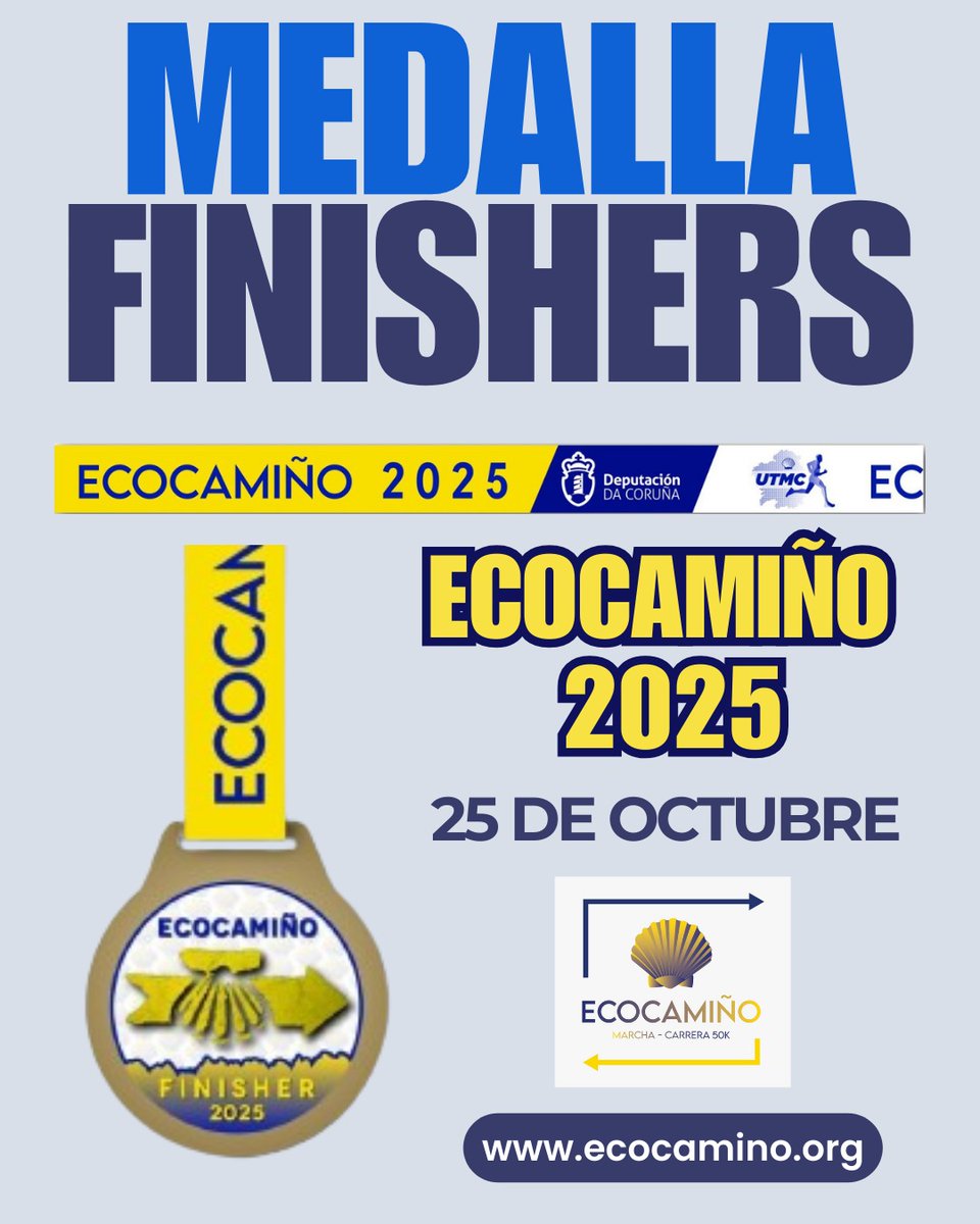 Medalla Finishers para la marcha-carrera ecocamiño 50K 2025💪🏻

Apuntate ya y no te quedes sin tu plaza ➡️ecocamino.org

#ecocamiño #ecodeporte #deputaciondacoruña #galicia #marchacarrera2025 #carrera