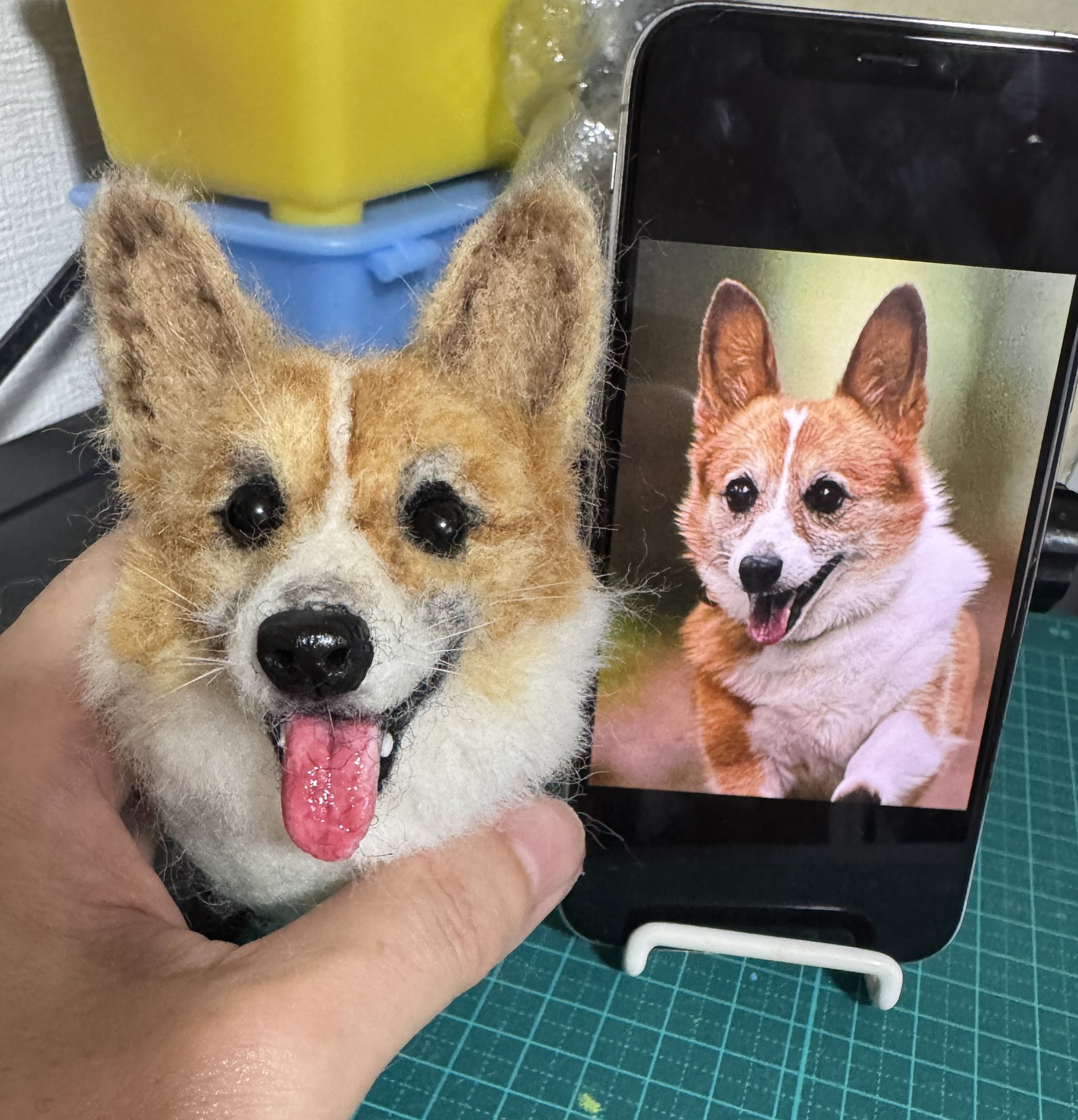 コーギーちゃん親子✩︎羊毛フェルト コーギーちゃん親子✩︎羊毛フェルト コーギーちゃん親子