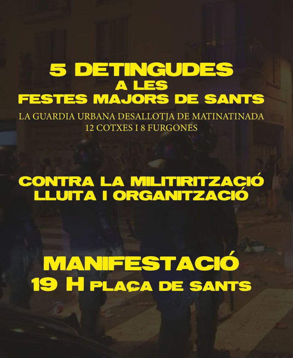 Tot el nostre suport amb les  detingudes a la Festa Major de Sants per defensar el dret a l'habitatge.

Davant la repressió més lluita i organització!

#LlibertatDetingudes