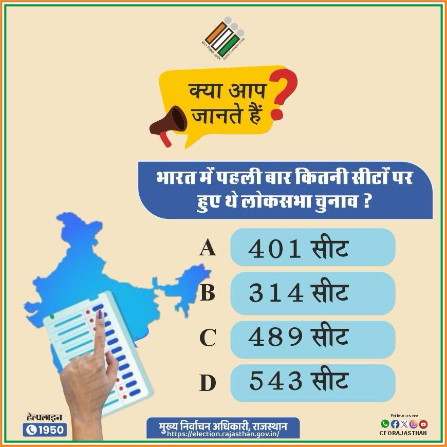 CEO RAJASTHAN (@ceorajasthan) on Twitter photo 👉ऐतिहासिक परिपेक्ष्य में भारत के लोकतंत्र को कितना जानते हैं आप ?
👉दीजिए इस प्रश्न का जवाब :
<a href="/ECISVEEP/">Election Commission of India</a>
<a href="/rajeduofficial/">Dept of Education, Rajasthan</a>
<a href="/DIPRRajasthan/">सूचना एवं जनसम्पर्क विभाग, राजस्थान सरकार</a>
#Democracy
#ElectionLiteracy
#Quiz
#Parliament
#Election
#People 👉ऐतिहासिक परिपेक्ष्य में भारत के लोकतंत्र को कितना जानते हैं आप ?
👉दीजिए इस प्रश्न का जवाब :
<a href="/ECISVEEP/">Election Commission of India</a>
<a href="/rajeduofficial/">Dept of Education, Rajasthan</a>
<a href="/DIPRRajasthan/">सूचना एवं जनसम्पर्क विभाग, राजस्थान सरकार</a>
#Democracy
#ElectionLiteracy
#Quiz
#Parliament
#Election
#People