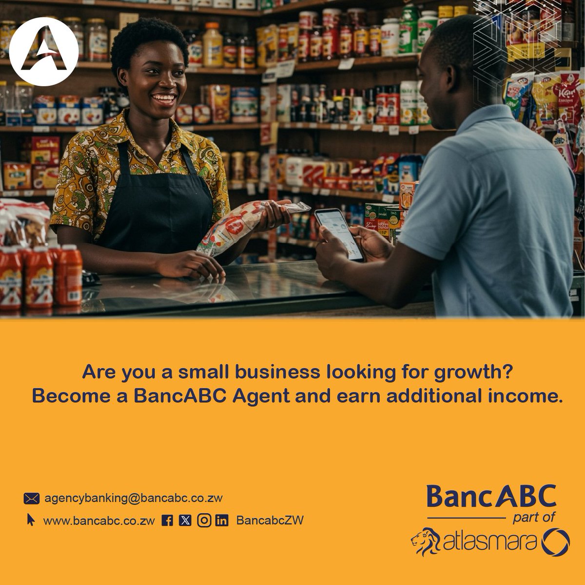 👋 Ready to grow your business?

Become a <a href="/BancabcZW/">BancABC Zimbabwe</a>  Agent and bring banking services closer to your community!

💼 Earn while you serve
📍 Apply at any <a href="/BancABC/">BancABC</a> branch or kiosk
📸 Tag a friend who needs to see this!

#BancABCAgencyBanking
#BeABancABCAgent
