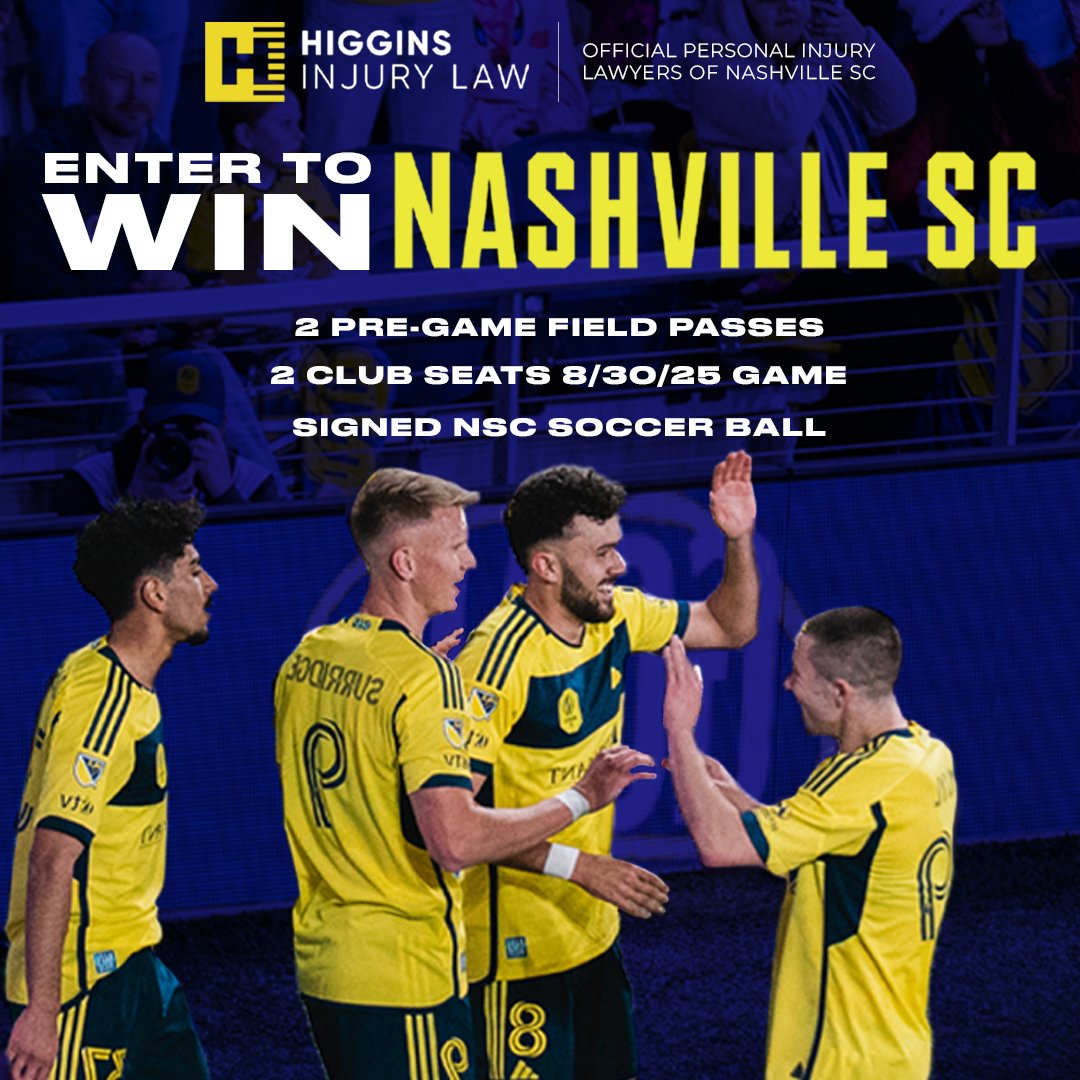 higginsfirm's tweet photo. 🚨 LAST DAY! 🟡⚫ LAST CHANCE!⁠
 🚨 Enter VIP Nashville SC Giveaway by Aug 27!
 🎟 2 Club Seats
 ⚽ 2 Pregame Field Passes
 🏆 Signed NSC Ball
 👉 https://t.co/avENOnTrTI
 18+ | US Only | No purchase necessary | Sponsored by @TheHigginsFirm
@NashvilleSC https://t.co/a9ExbNFuC3