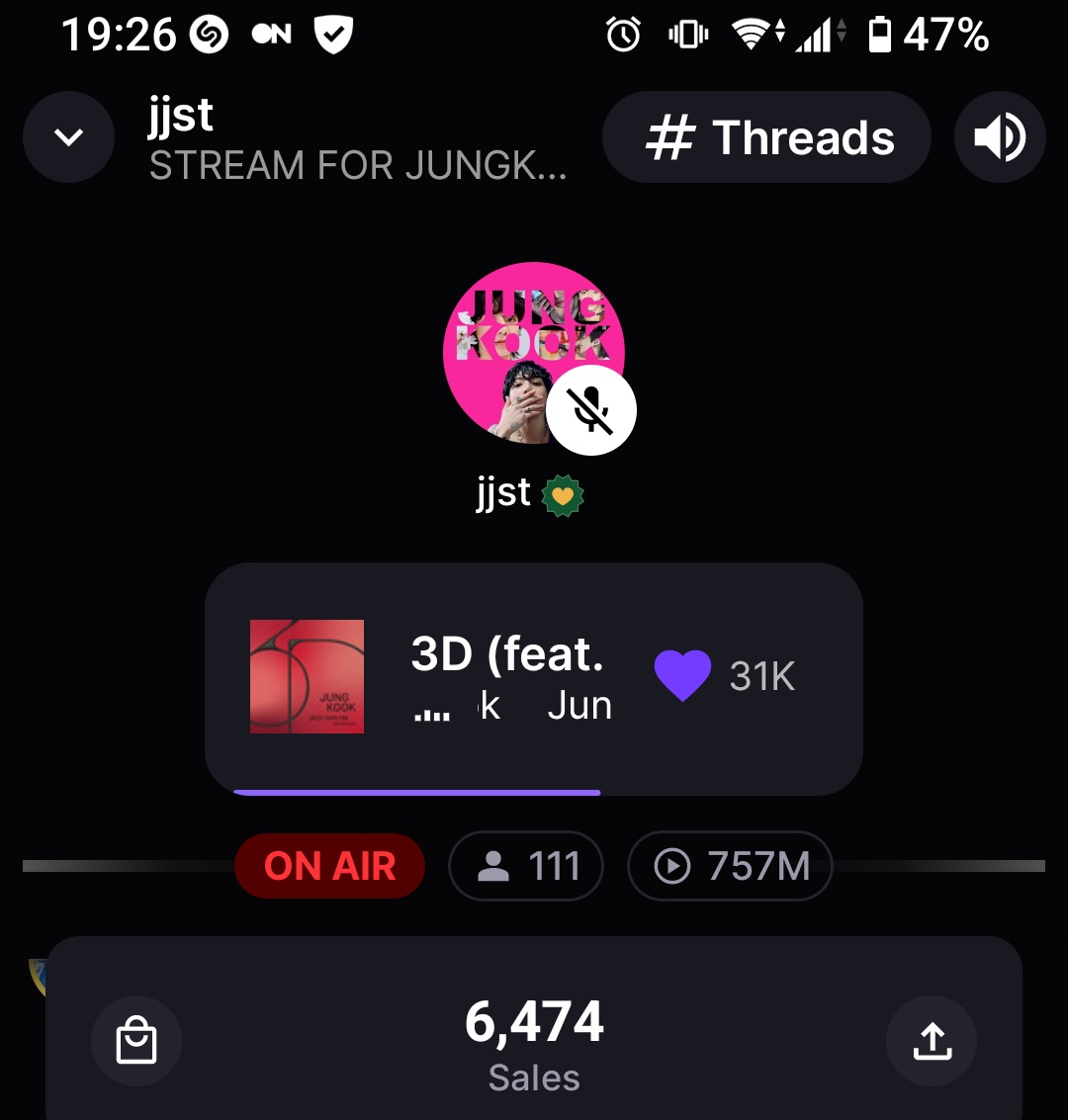 こんばんは ⋆˚☆˖°⊹₊ ⋆

𝐉𝐉𝐒𝐓 𝐒𝐭𝐚𝐭𝐢𝐨𝐧𝐡𝐞𝐚𝐝 ♥
今日もON AIR ありがとうございます

皆さまと一緒に
ジョングクを応援中です ♬ ₊˚.

STREAM FOR JUNGKOOK 
#JungKook_GOLDEN