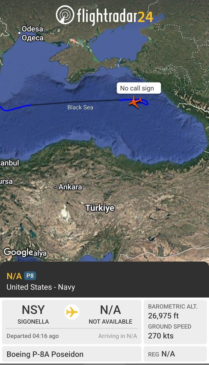 sipjack1776's tweet photo. P-8A ๐บ๐ฒ
#AE686F
Out of Sigonella over the Eastern Black Sea
@Borrowed7Time @N214WN https://t.co/34NowYiMQB