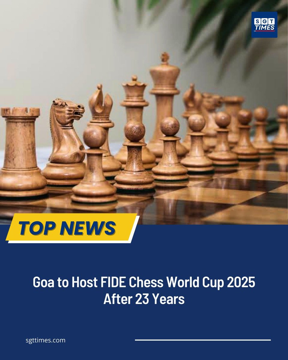SGTTimes's tweet image. Goa will host the FIDE Chess World Cup 2025 from October 30 to November 27, marking its return to India after 23 years. The tournament will feature 206 players competing for a USD 2 million prize in an intense knockout format.
#ChessWorldCup2025 #GoaEvents #FIDEChess