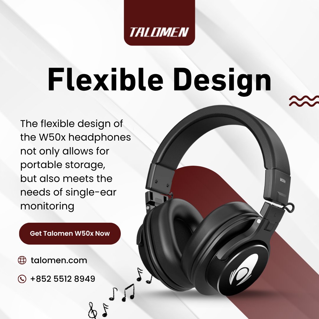 TALOMENMIC's tweet image. 🎧 Fold It. Flip It. Flex It.
The Talomen W50x is designed for ultimate versatility.
🎯 Whether you're in the studio or on the move, W50x adapts to your workflow.
🛒 Grab yours now:
talomen.com/products/talom…
#TalomenW50x #FlexibleDesign #DJGear #ProAudioAnywhere #talomentech