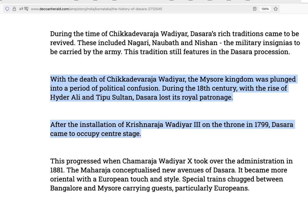 Chamundi, Dasara are not Hindu festivals    

Tippu liked Dasara celebration so much that he stopped royal royal patronage 🤦‍♂️

After the installation of Krishnaraja Wadiyar III on the throne in 1799, Dasara came to occupy centre stage.