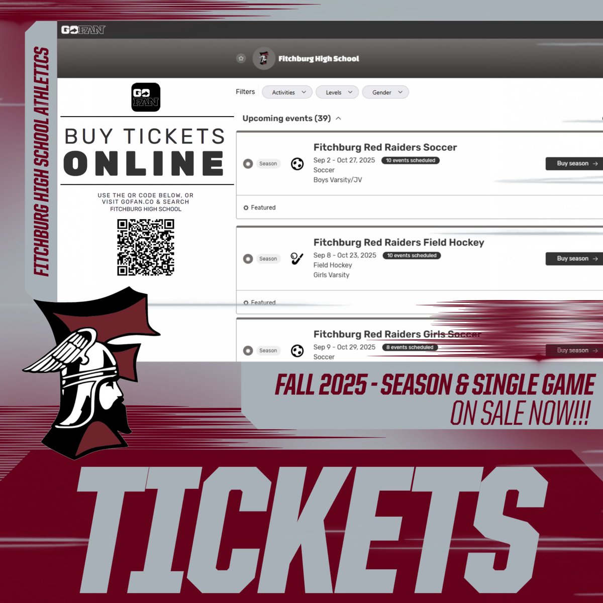 gofan.co/app/school/MA1… 🏈⚽️🏑 SEASON &amp; SINGLE GAME TICKETS ON SALE NOW!!! Commit to being in the stands for all the action today! Online tickets on GoFan offer the deepest discounts. That's 10-15% cheaper than cash at the gate on gameday. Don't delay buy today!