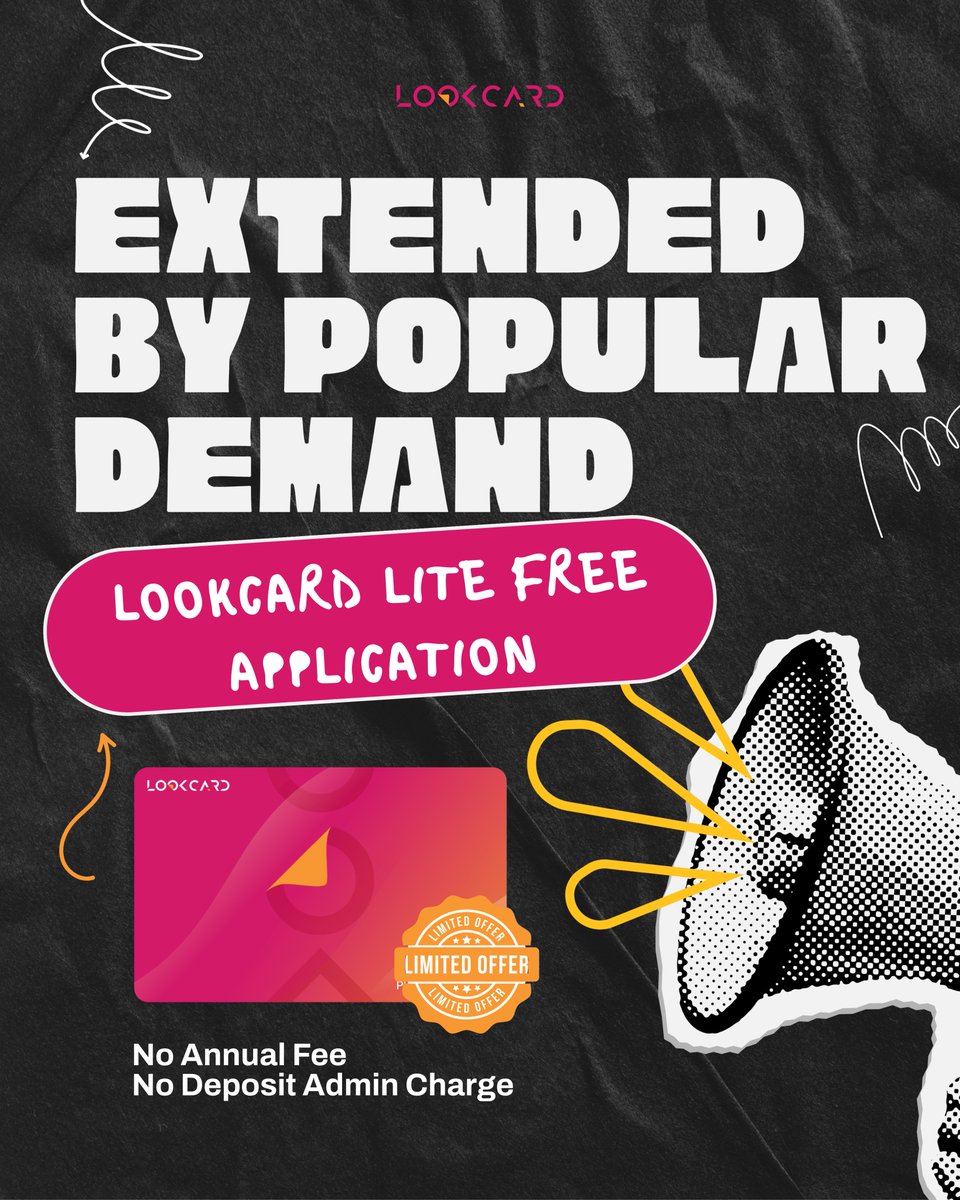 The first 500 LookCard Lite applications are officially taken up!
But you asked, we listened  — we’re extending our Free Application offer!

Apply now, enjoy:
✔️ Free Application
✔️ No Annual Fee
✔️ No Deposit Admin Charge

This is your sign to apply today!