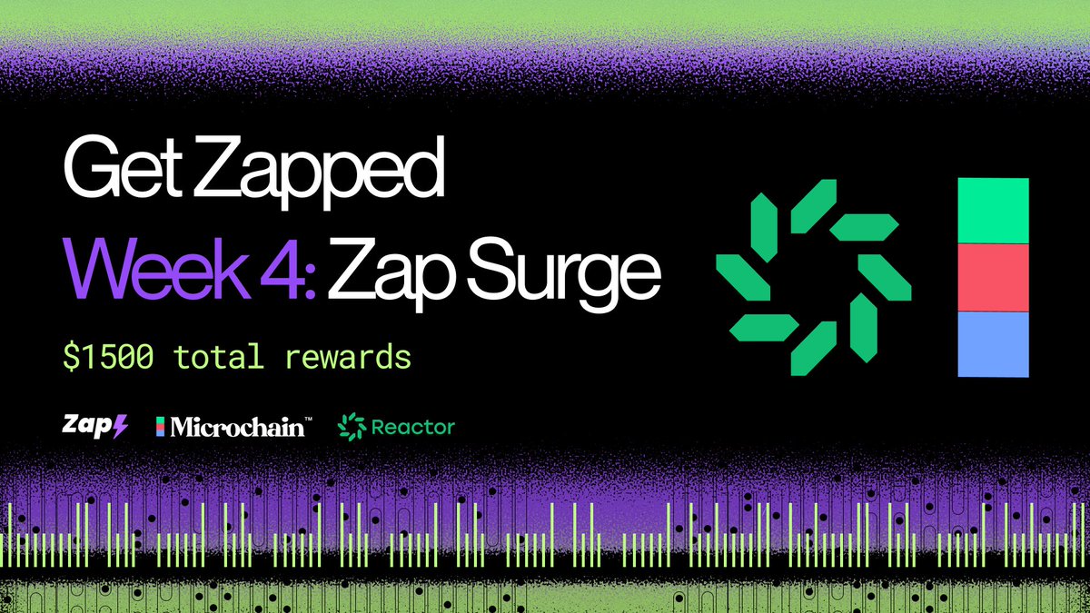 ZapPayment's tweet photo. Week 4: Zap Surge

Experience the full power of @fuel_network's DeFi ecosystem! This action-packed week combines two powerhouse DEX’s, @MicrochainDLM &amp; @ReactorDEX. Trade like a predator and ape in to the quest 🧪🦖

https://t.co/FKhJEoD9mp https://t.co/2Bqg6Ds9Og