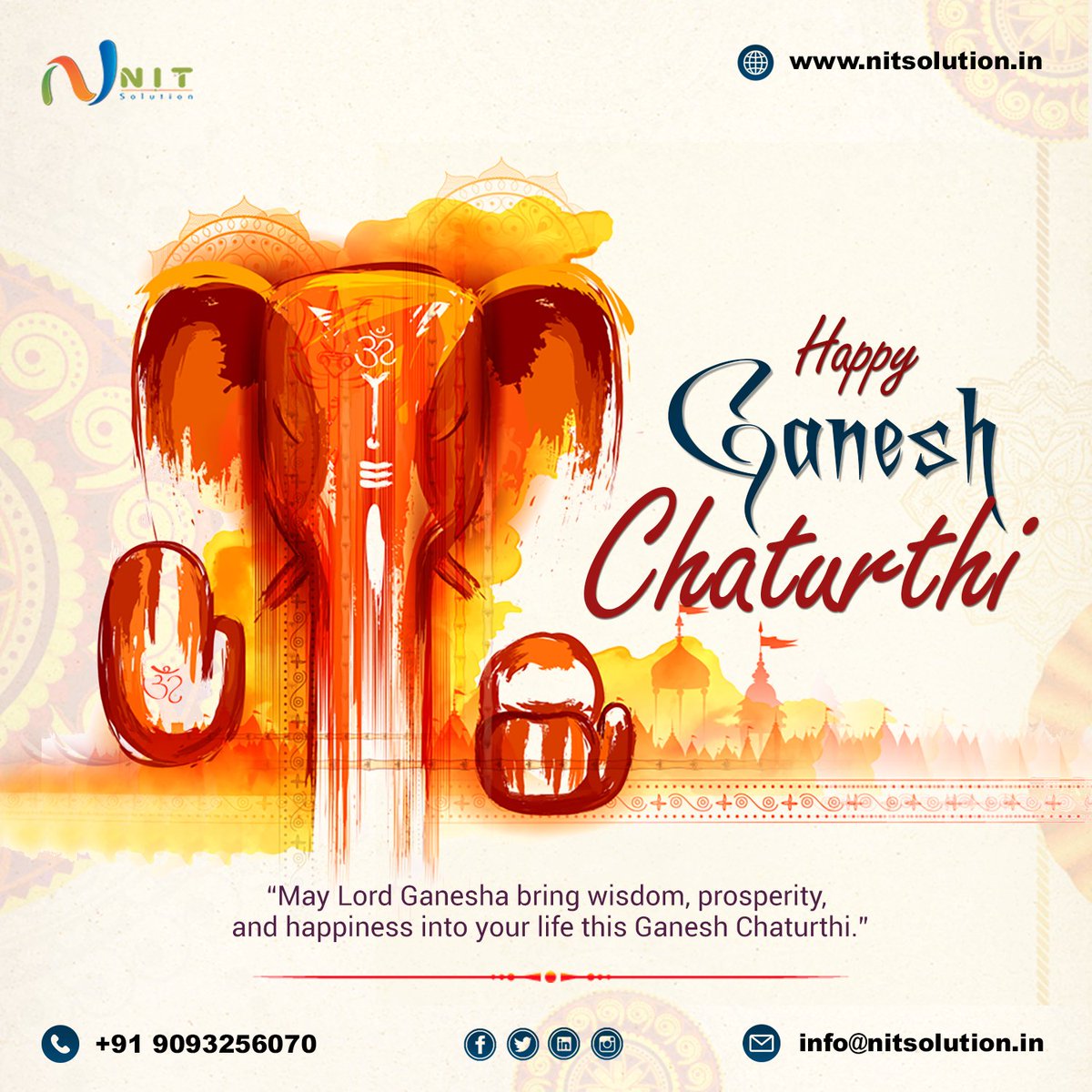 nit_solution's tweet image. ✨🙏 Happy Ganesh Chaturthi! 🙏✨

Wishing you and your family endless happiness, prosperity, and wisdom on this auspicious day of Ganpati Bappa’s arrival.

🌺 Ganpati Bappa Morya! 🌺