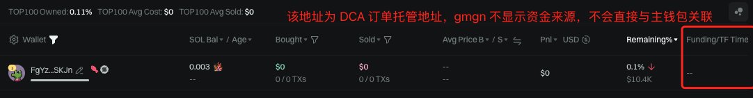 0xtrading888's tweet photo. 最近更新了 DCA 免费查询功能，有人问我 DCA 是什么、有什么用，所以多写一篇 DCA 相关的科普文（文末有福利）

📌 DCA，全称 Dollar-Cost Averaging，定期定额投资，指每隔固定时间、以固定金额买入或卖出某个代币

它在 Jupiter 里叫做 Recurring，用户设定好间隔时间、订单金额后，可以实现自动化 DCA 操作，达到自动定投或定卖的效果

1️⃣ 它常被大户用来缓慢吸筹或出货，而不会剧烈影响价格，而且不会被一般的地址监控软件识别！

大户使用 DCA 卖出时，gmgn 上不会显示卖出记录，地址监控软件上也只能检测到 token 转出，不会提醒卖出 —— 大户常利用这个特性，隐秘出货

同理，使用 DCA 买入时，gmgn 上也没有买入记录，监控软件只会提示 sol/usdc 转出，并不知道实际买了什么币，只能手动去链上验证

2️⃣ 进阶用法：条件化 DCA 订单
在启用 DCA 时增加价格范围设置，符合要求才执行 DCA

例如：我希望某个币涨到 10M 以上就小单分批出货，即便现价只有 5M，我也可以提前设置好条件化 DCA 订单

这样即使涨到 10M 时我在睡觉、或没盯盘，系统也能自动帮我完成出货
而且这种出货方式比起直接挂单在 10M 卖出，大概率能卖在更高的价格上🫡

定投也同理，使用条件化 DCA，可以保证我的成本线一定低于我的预期，同时又比直接挂单买到的价格更优

3️⃣ 高阶用法：利用 DCA 订单隐蔽分仓
用户在使用 Jupiter DCA 功能时，实际上是先将代币托管到了 Jupiter 的程序地址上，然后由该地址来进行 DCA 操作

所以一个前排大户，可以通过设置多个远高于现价的条件化 DCA 订单，实现筹码分散 + 自动分批出货

🚨 比起直接转账到小钱包，这种分仓方式更加隐蔽，因为这样分仓后的地址、在 gmgn 上没有资金来源钱包、不会直接和主钱包关联，普通散户可能根本无法察觉！

而比起用 streamflow 等锁仓工具，DCA 订单可以随时取消、随时回收资金，更加零活方便

--- 分割线 ---

虽然 DCA 功能目前主要是大户们在使用，但其实小散也可以通过条件化 DCA 订单，优化自己的收益

而且自动化操作，可以避免上涨时卖出的情绪障碍，配合做二段使用，效果奇佳

另一方面，通过观察某个代币的 DCA 订单买卖情况，可以了解当前是否有人在隐蔽的出货/吸筹

而目前市面上并没有比较方便的可以查 DCA 订单的工具，所以我写了一个 DCA 订单查询功能，放在 @THA_Cat_Bot 里，免费开放给大家使用

🤖 Bot 链接：https://t.co/urKwSqPz2m

大家打开 tg bot，使用 /dcaorder 命令即可查询
使用 /help 可以看到更多查询命令和解释

有任何问题，欢迎在评论区留言
下课！👏