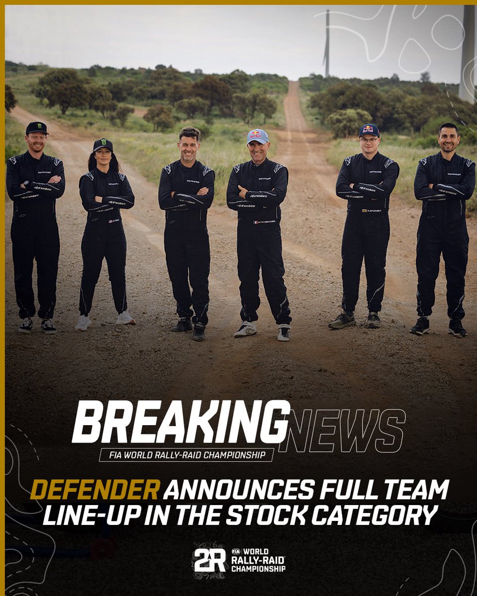 🚨 BREAKING NEWS 🚨

Defender announces its navigator trio ahead of the next Dakar Rally. 🔥
Stéphane Peterhansel, Sara Price &amp; Rokas Baciuska will tackle the first round of the 2026 W2RC season with top navigators Mika Metge, Sean Berriman &amp; Oriol Vidal.
Each duo will race the