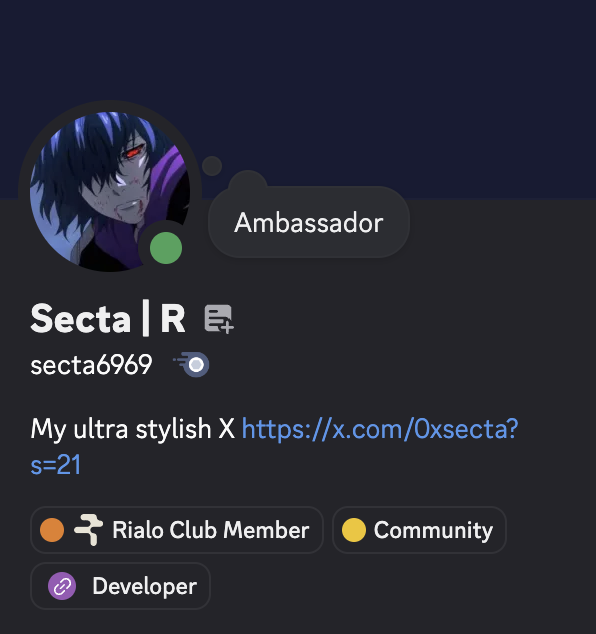 Big thanks to <a href="/RialoHQ/">Rialo</a> for recognizing my contribution 
Honored to officially become a member of the elite club 
And this is only the beginning…

<a href="/itachee_x/">ade</a>    <a href="/alancarroII/">Alan Carroll</a>