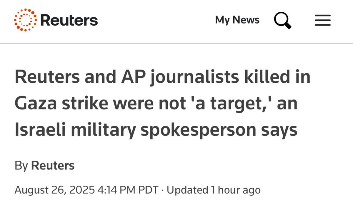 Don't work for Reuters. If you do and Israel kills you, they'll end up whitewashing your murder as a tragic mishap. 🇮🇱🇵🇸