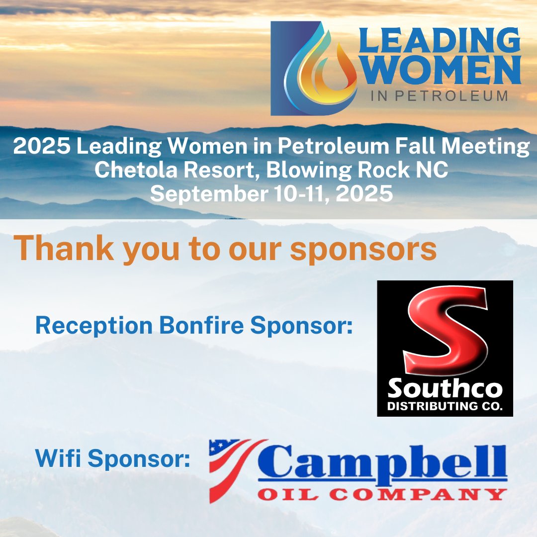 NCPCM's tweet image. Can’t attend but want to support? NEW ways to get involved! 🔸 Thanks to Southco for the bonfire! 🔸 Thanks to Campbell Oil for Wifi! 💌 Contact Angelia: aboivin@ncpcm.org 🔗 ncpcm.org/iCore/Events/E… #LeadingWomenInPetroleum #FuelingLeadership #NCPCM