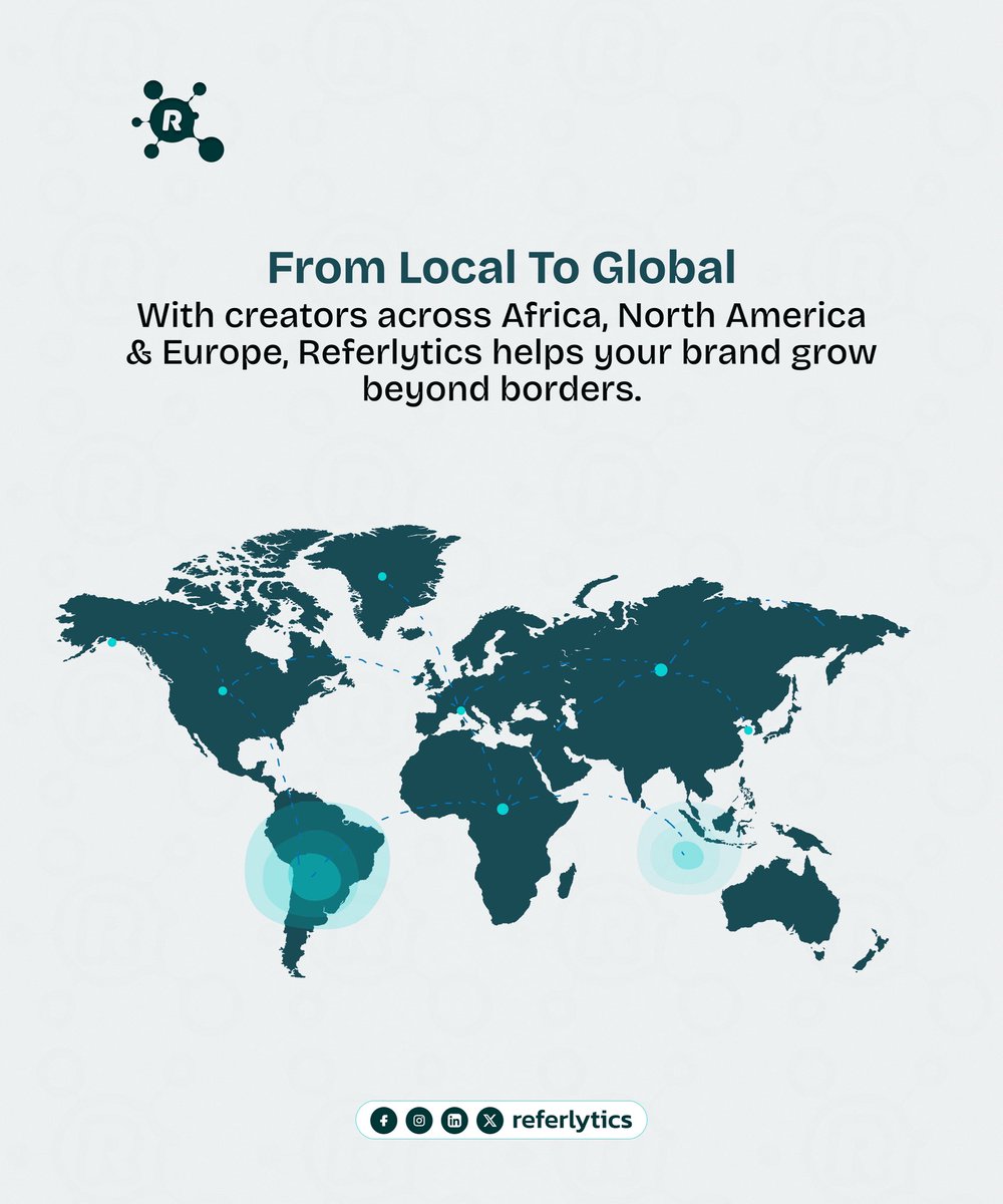 referlytics's tweet photo. Going global? We’ll match your campaign to local voices with real influence and results.
Visit https://t.co/rvKqLBh6Zf to expand with smart creator marketing.
#globalmarketing #localinfluence #crossbordercampaigns #referlyticsreach https://t.co/ngOhdBsQam
