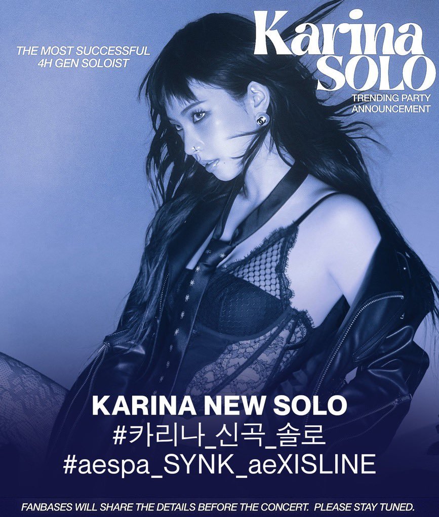 karinachartss's tweet photo. 📢TRENDING PARTY ANNOUNCEMENT

We will hold a hashtag trend party to give Karina the hype she deserves, achieve another successful solo song like “Up,” and celebrate her new track!

📅Date: August 29, Friday
⏰Time: 7:30PM KST

🏷️: 
KARINA NEW SOLO  
#.카리나_신곡_솔로  
#.aespa_SYNK_aeXISLINE

#KARINA #카리나 #カリナ #aespa #에스파