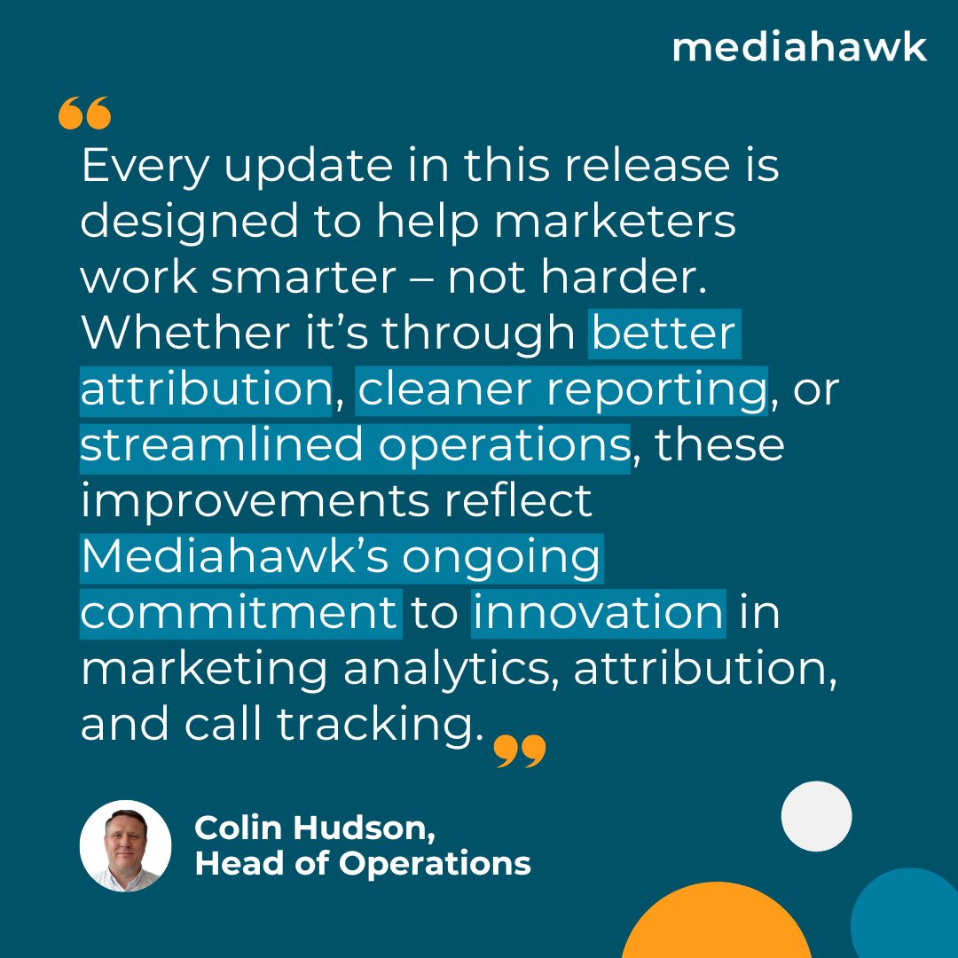 Better attribution. Cleaner reporting. Streamlined operations.

That’s what our Summer 2025 release delivers 👉  mediahawk.co.uk/blog/summer-re…

#MarketingAnalytics #Attribution #SummerRelease2025 #CallTracking #DataDriven #Martech #AnalyticsSolutions #PerformanceMetrics