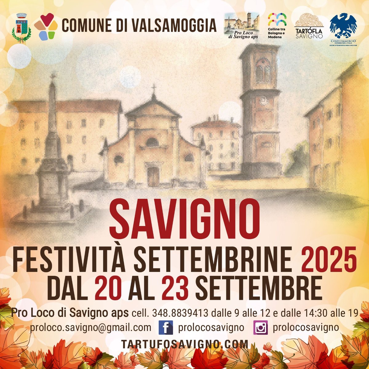 🍁 Tornano le 𝗙𝗘𝗦𝗧𝗜𝗩𝗜𝗧𝗔̀' 𝗦𝗘𝗧𝗧𝗘𝗠𝗕𝗥𝗜𝗡𝗘 di #Savigno
dal 20 al 23 settembre

📌 Tra le iniziative, sabato 20 alle ore 10 𝗜𝗻𝗮𝘂𝗴𝘂𝗿𝗮𝘇𝗶𝗼𝗻𝗲 𝗻𝘂𝗼𝘃𝗼 𝗡𝗶𝗱𝗼 𝗱’𝗜𝗻𝗳𝗮𝗻𝘇𝗶𝗮, con i saluti del Sindaco Zanna e l’animazione a cura di Società Dolce 👶