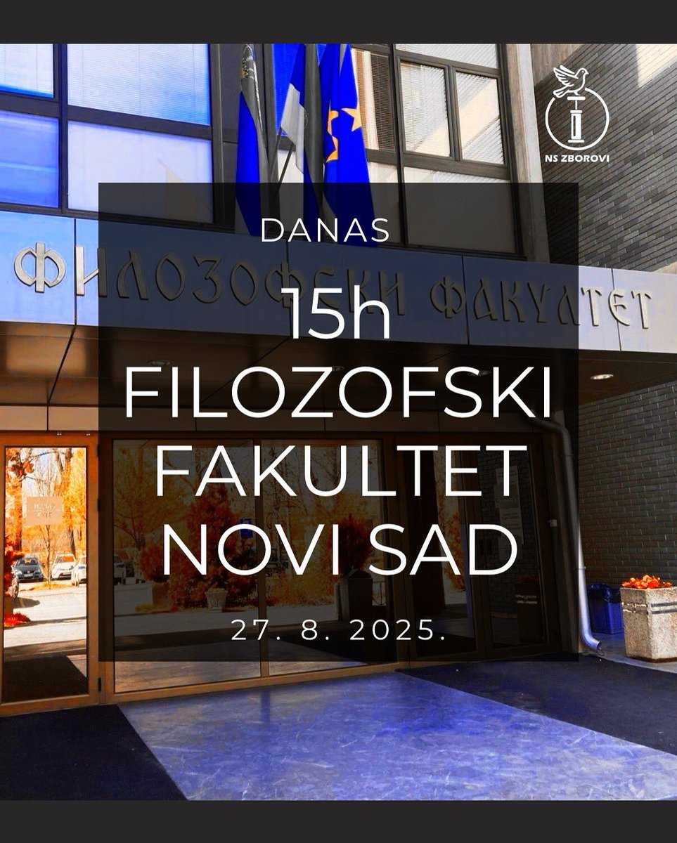 Молба из Новог Сада:
Molimo sve zborove u Vojvodini da nam se pridruže u odbrani filozofskog fakulteta kako god mogu. Kako ljudstvom tako i deljenjem objave po grupama instagramu i ostalim kanalom komunikacije koje koriste