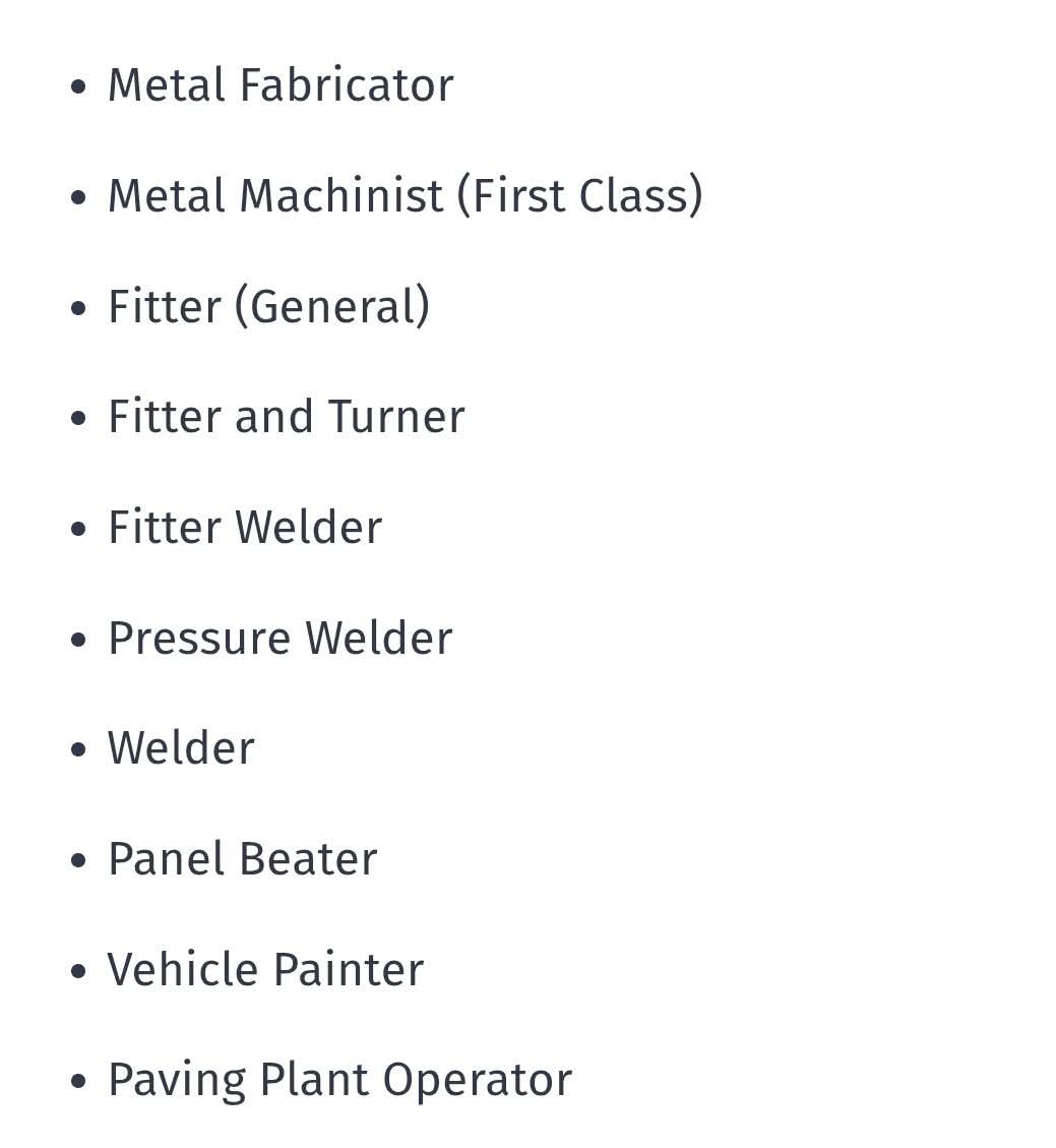 Several skilled trade occupations have just been added to the Green List under the Work to Residence visa category in New Zealand 🇳🇿

if you have a job offer in any of these in-demand roles, you could be eligible for a pathway to residency- after just 5–6 months of voc training.